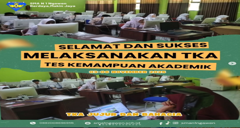 Selamat dan Sukses melaksanakan Tes Kemampuan Akademik ( TKA )