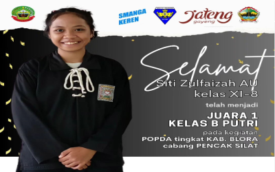 Juara 1 kelas B putri di event POPDA
